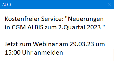 CGM ALBIS Web-Seminar „Neuerungen zum 1. Quartal 2023